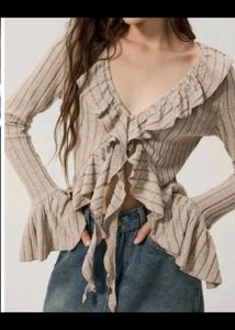 Elegant Ruffle Cardigan Top