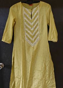 "W" Elegant Yellow Kurti with Sequins