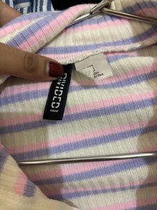 Striped Cropped Zip-Up Top