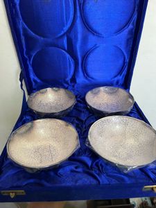 Set of 4 Silver Engraved Bowls