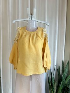 Imported yellow cotton loose fit top