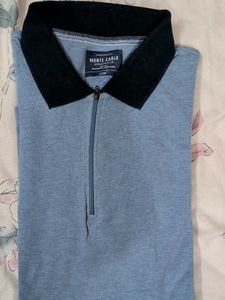 Monte Carlo Blue Zip Polo Shirt