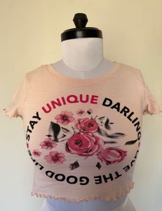 Pink Cropped Graphic Tee