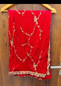 Red Kurta Set with Skirt and Dupatta