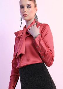 Elegant Satin Bow Blouse