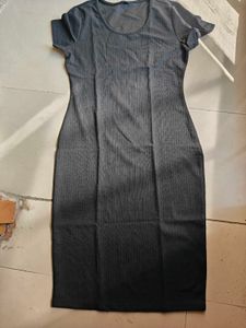 Classic Grey Ribbed Bodycon Dress