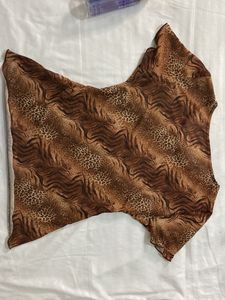 Brown Animal Print Vintage Top