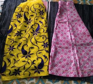 Vibrant Ethnic Skirts - Yellow &amp; Pink Floral