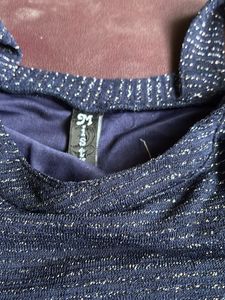 Sparkly Navy Cold Shoulder Top
