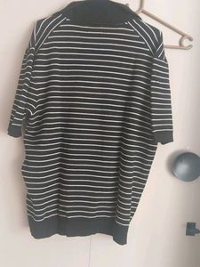 Striped Collared Knit Top