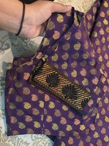purple banarsi saree festive wear