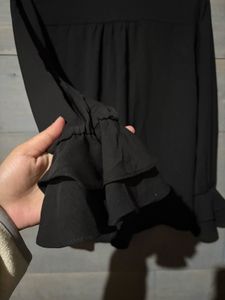 Elegant Black Tie Neck Blouse