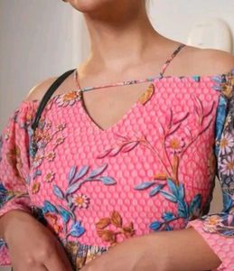 Boho Floral Cold Shoulder Dress with tags