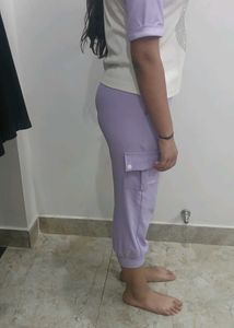( negotiable)Casual Lavender Cargo Pant n tshirt s