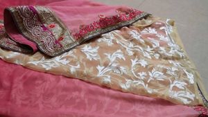 Stunning Pink Embroidered Saree
