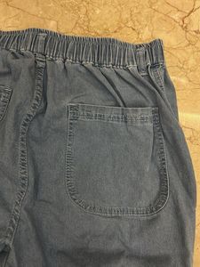 Light Wash Denim Cargo Joggers