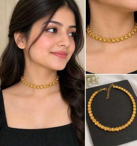 Elegant Gold Tone Choker Necklace