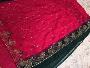 Elegant Peacock Embellished Saree