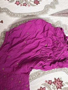 Purple Smocked Off-Shoulder Top