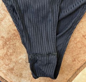 Chic Black Ribbed One-Piece Swimsuit