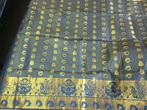 Elegant Blue &amp; Gold Saree