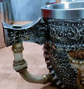 Grey Hand Grafted 3D Skull Stainless Steel Mug