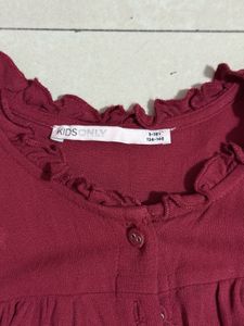 Red Ruffled Sleeve Top