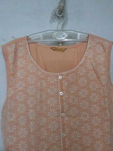 Peach Printed Kurta