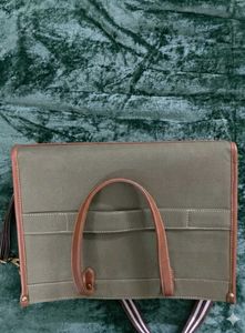 Stylish Olive Green Tote Bag with long belt