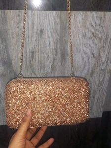 Sparkling Gold Beaded Clutch