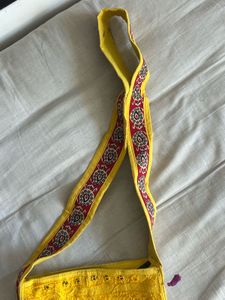 Vibrant Yellow Embroidered Purse