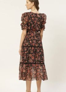 Boho Floral Print Midi Dress