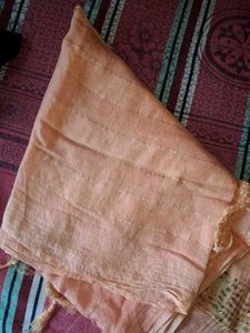 Elegant Peach Dupatta with Golden Accents