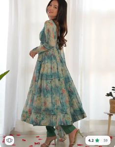 Floral Print Anarkali Kurta Set