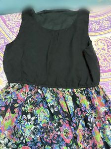 Chic Black & Floral Skater Dress
