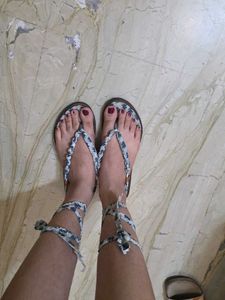 🌿 Printed Tie-Up Flats |UK 6|Boho Cotton Sandals