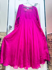 Vibrant Pink Embroidered Sleeve