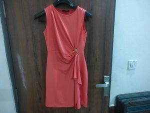 Coral Ruched Sheath Dress medium size