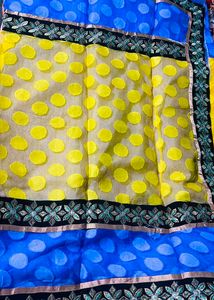 Vibrant Yellow Polka Dot Saree