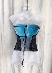 1110. Sheer Lace Strapless Peplum Top