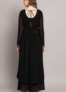 Elegant Black Kurta Set with White Embroidery