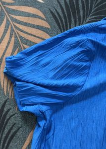 Veromoda Blue Textured Short Sleeve Top
