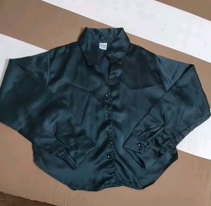 Satin Collared Button-Down Shirt