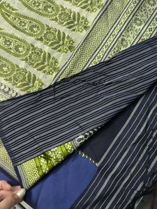 Elegant Navy Blue Saree with White Polka Dots