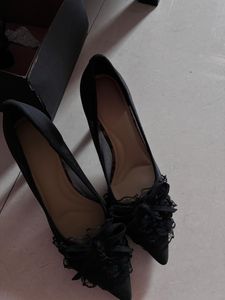 Black Lace Flower Heels