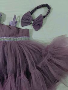 Cute Lavender Frock with Accessories
