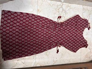 Maroon Printed Kurta with Tassels