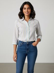 Chic Striped Ruffle Shirt