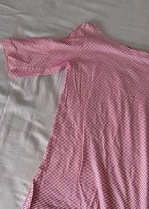 Pink And White Linning One Piece Dress