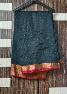 Elegant Dark Saree with Gold Border